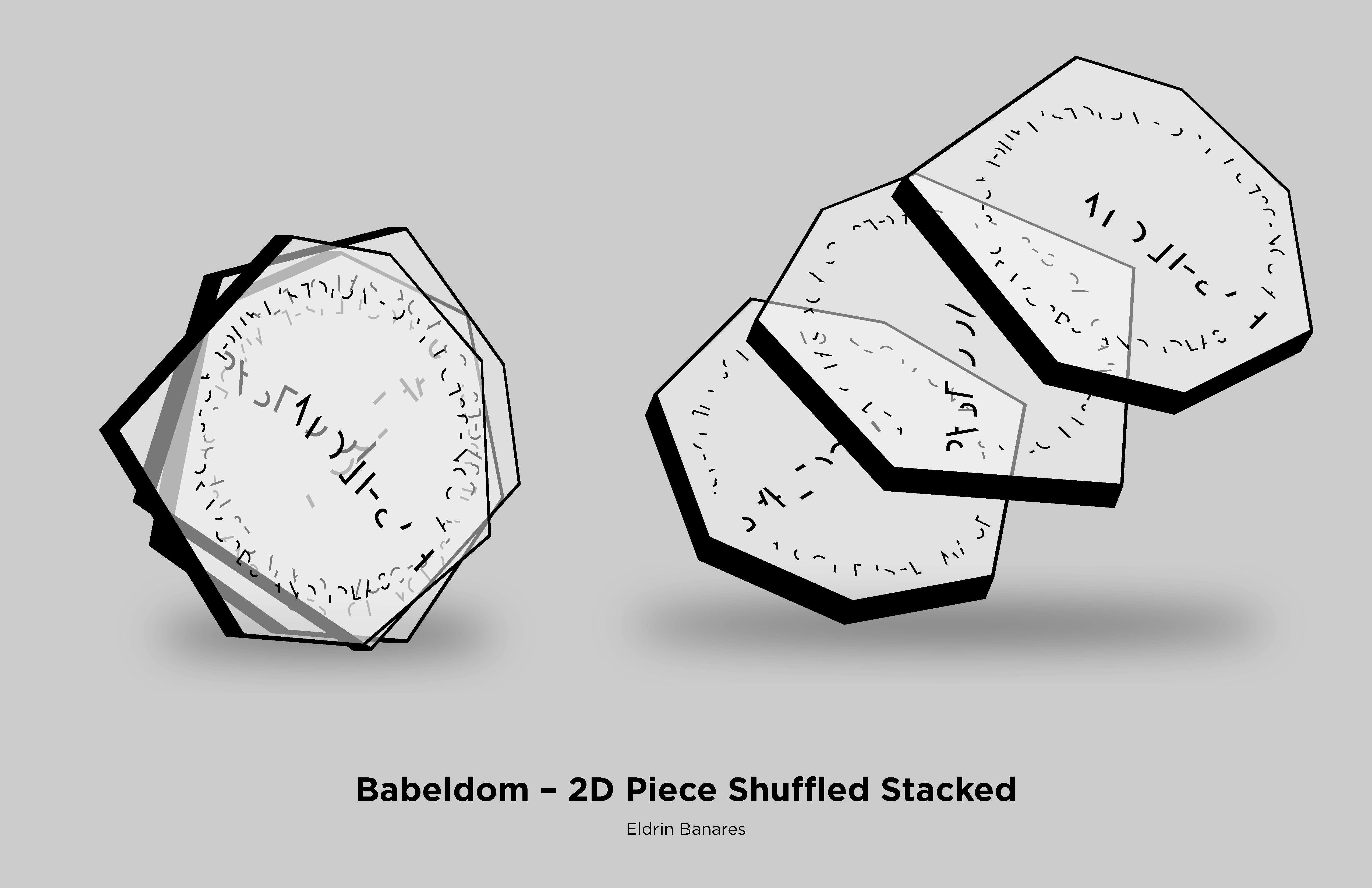 More views of stacked pieces when it's shuffled. Final 2D piece part 3/4.