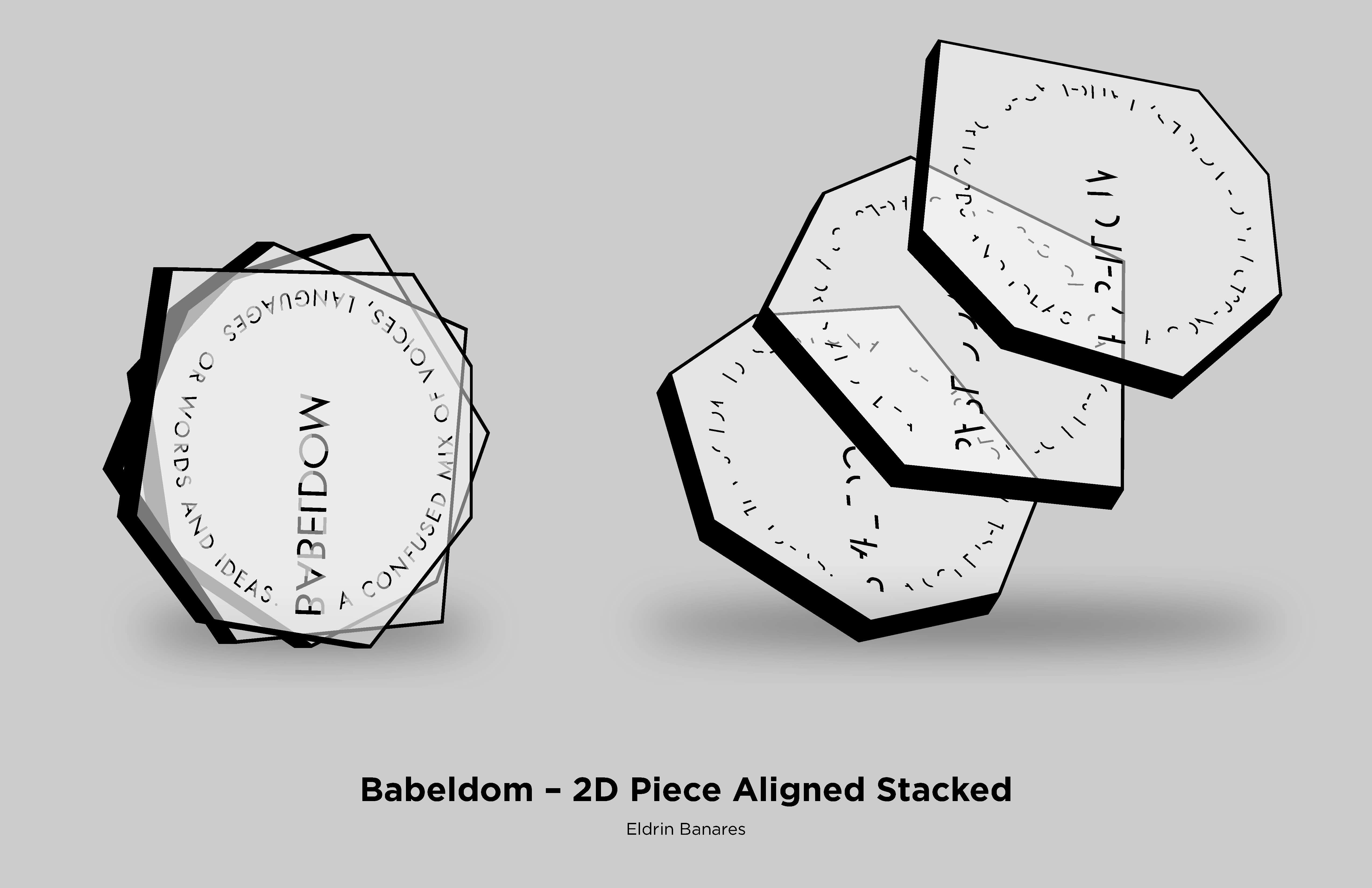 More views of stacked pieces when it's aligned. Final 2D piece part 4/4.