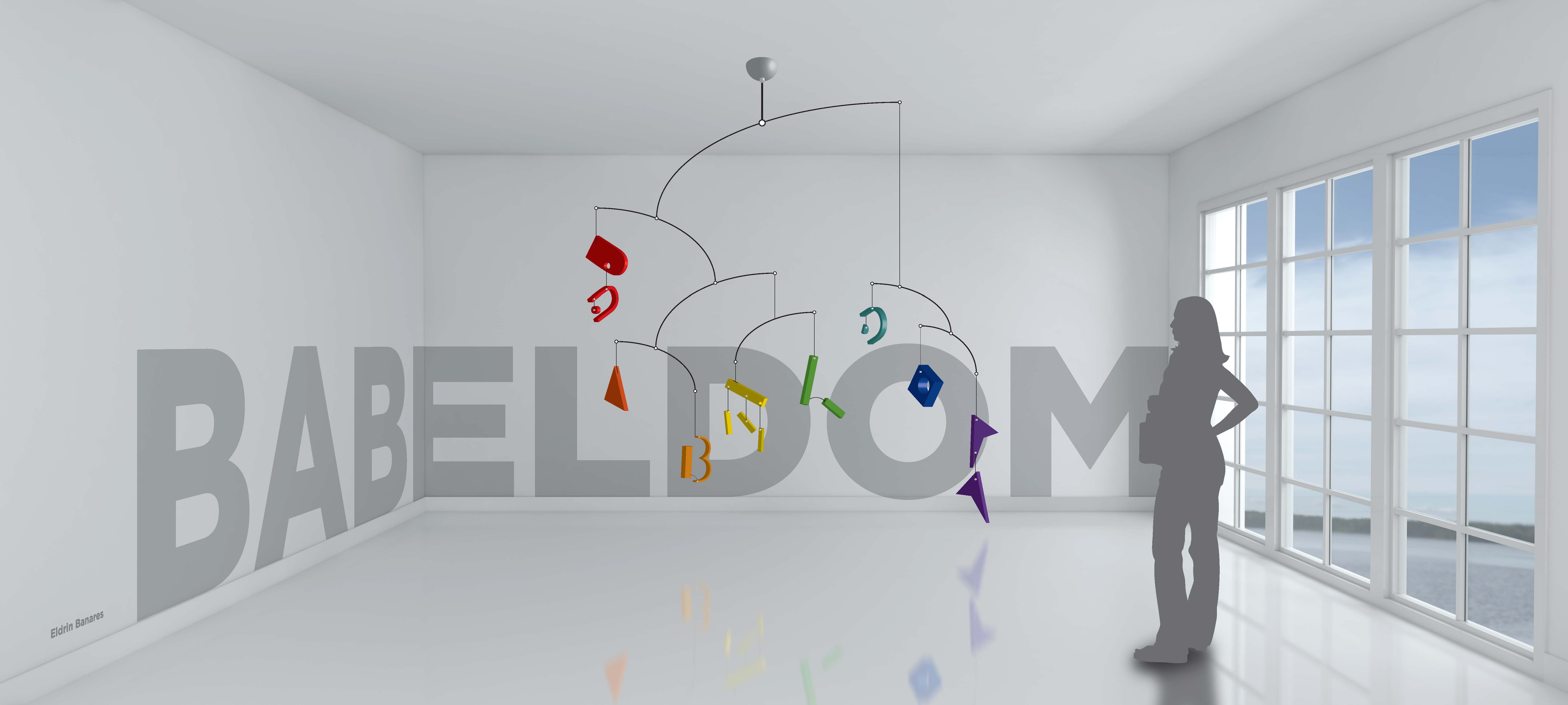 In-situation mockup of the mobile. Final 3D piece part 3/5.