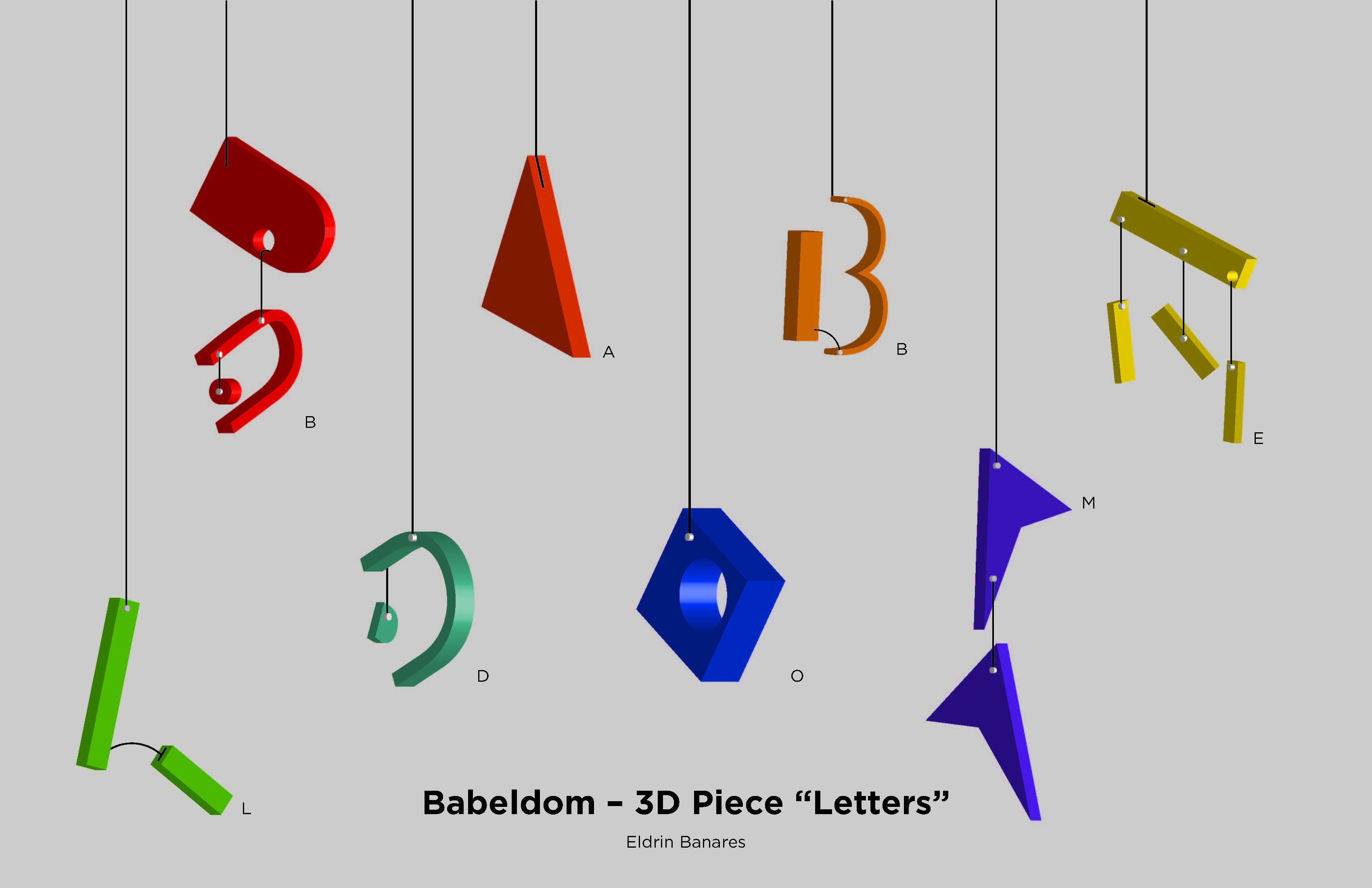Closer look at the shapes and its corresponding letters. Final 3D piece part 5/5.